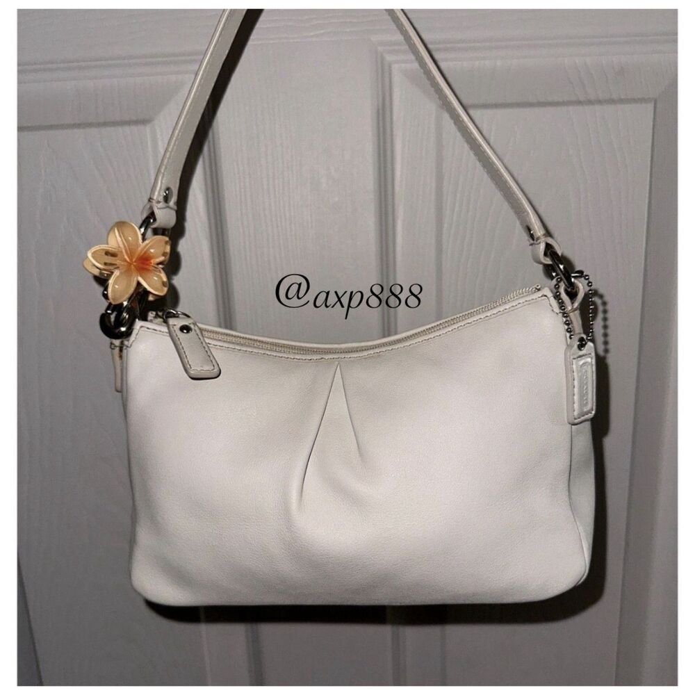 Coach Vintage Y2K Pleated Baguette Mini Hobo Purse Shoulder Bag - White - Picture 3 of 9